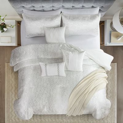 Allure Erin 10-Piece Super King Comforter Set 260X260 Cm White